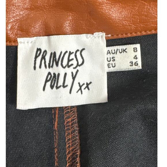 Princess Polly Ashlea Faux Leather Pants Brown Size 4 - Picture 6 of 11
